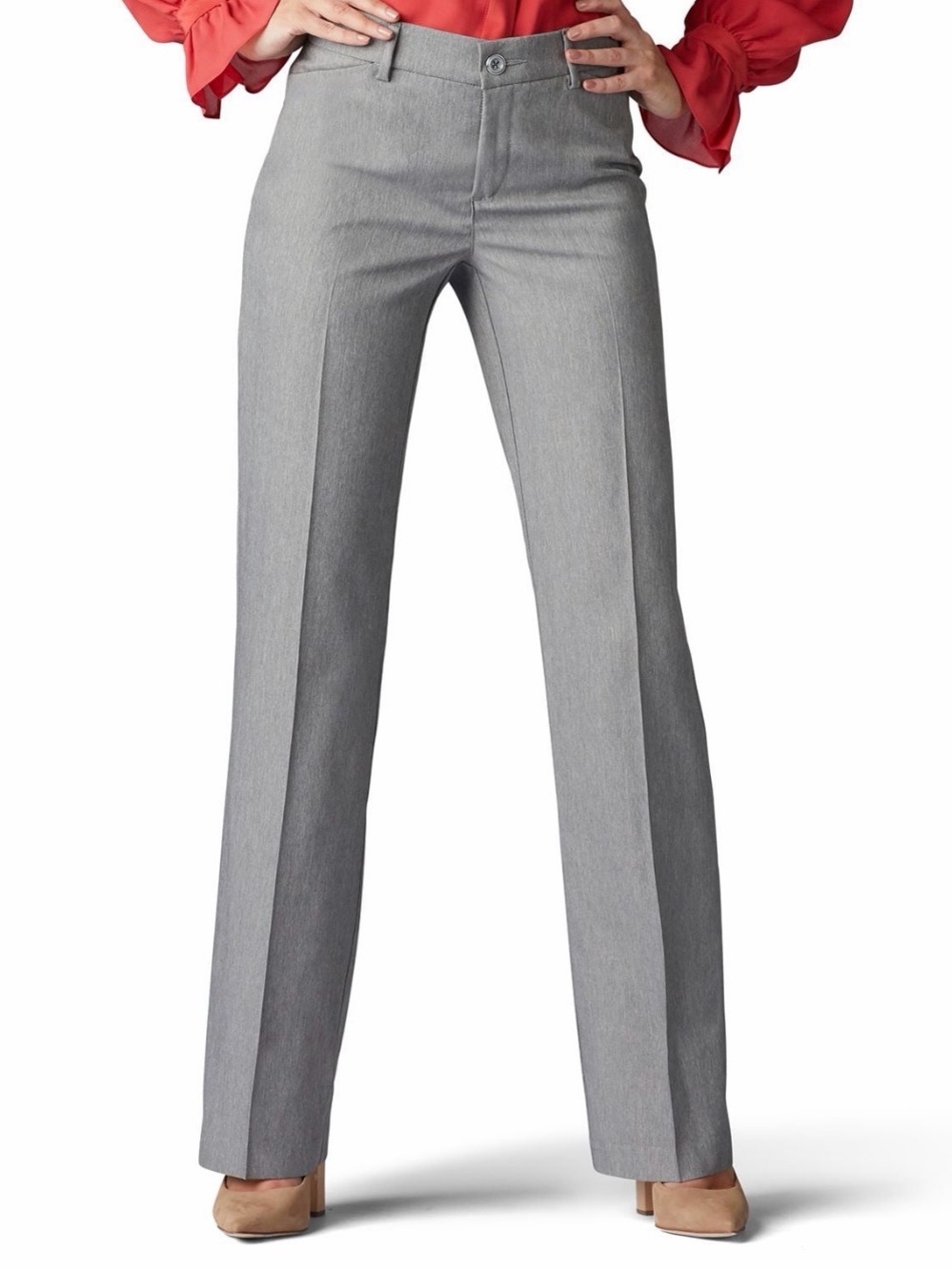 Classic Straight-Leg Women's Dress Pants in Light Gray